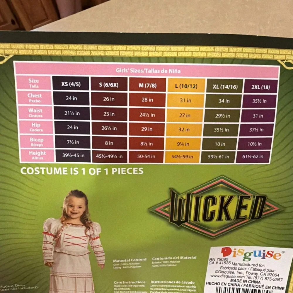 Wicked Nessa Rose Adaptive Costume Dress for Children, Girls Large (10/12) NEW